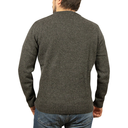 Mens 100% Shetland Ragg Wool Round Neck Knit Jumper Pullover Crew Sweater - Charcoal (29) - 5XL