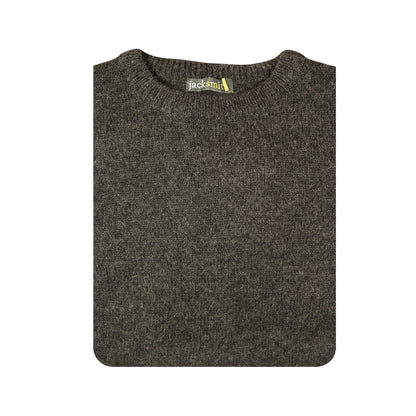 Mens 100% Shetland Ragg Wool Round Neck Knit Jumper Pullover Crew Sweater - Charcoal (29) - L