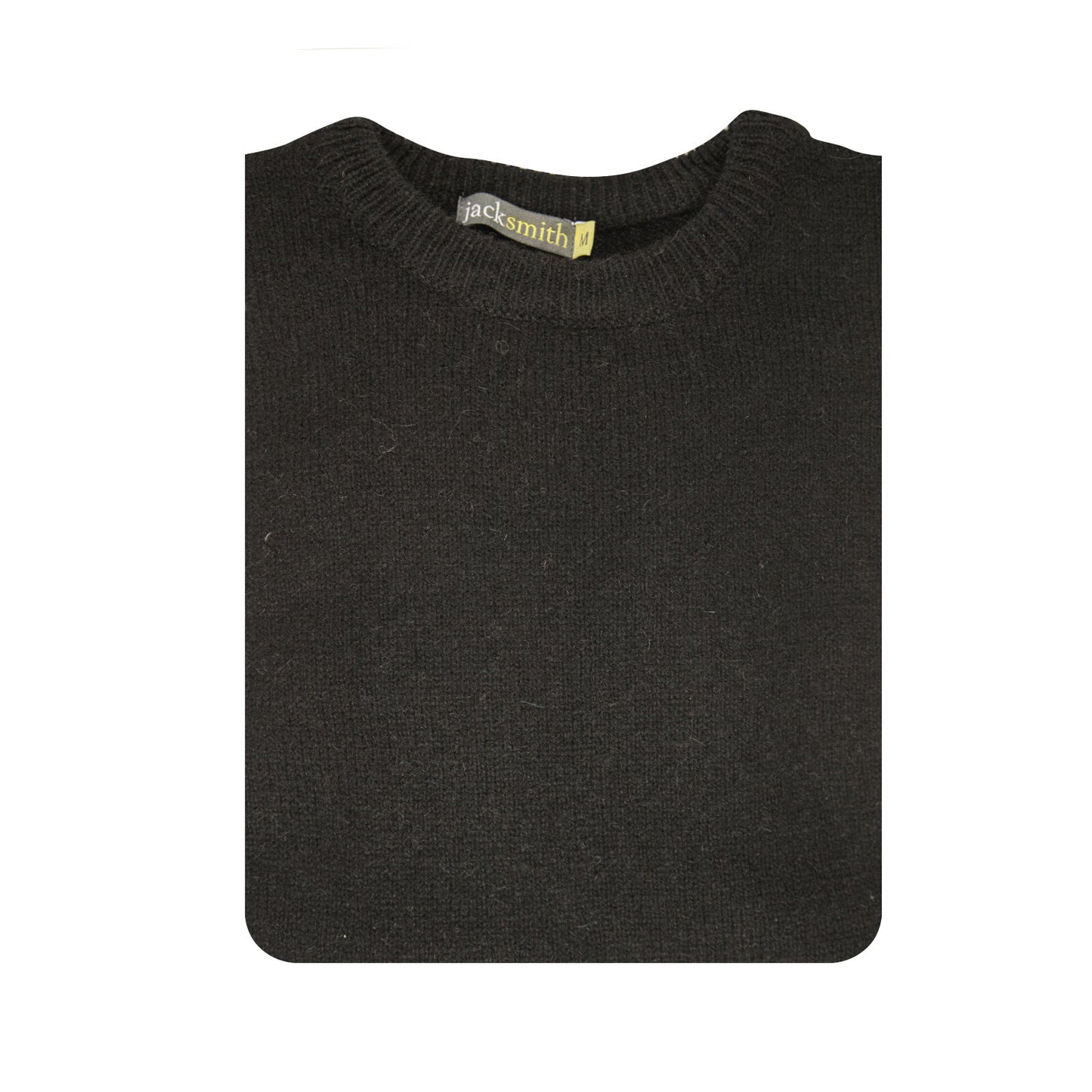 100% SHETLAND RAGG WOOL CREW Round Neck Knit JUMPER Pullover Mens Sweater Knitted - Plain Black - S