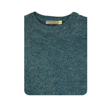 100% SHETLAND RAGG WOOL CREW Round Neck Knit JUMPER Pullover Mens Sweater Knitted - Sherwood - 5XL
