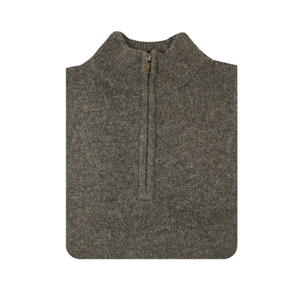100% SHETLAND RAGG WOOL Half Zip Up Knit JUMPER Pullover Mens Sweater Knitted - Charcoal - XXL