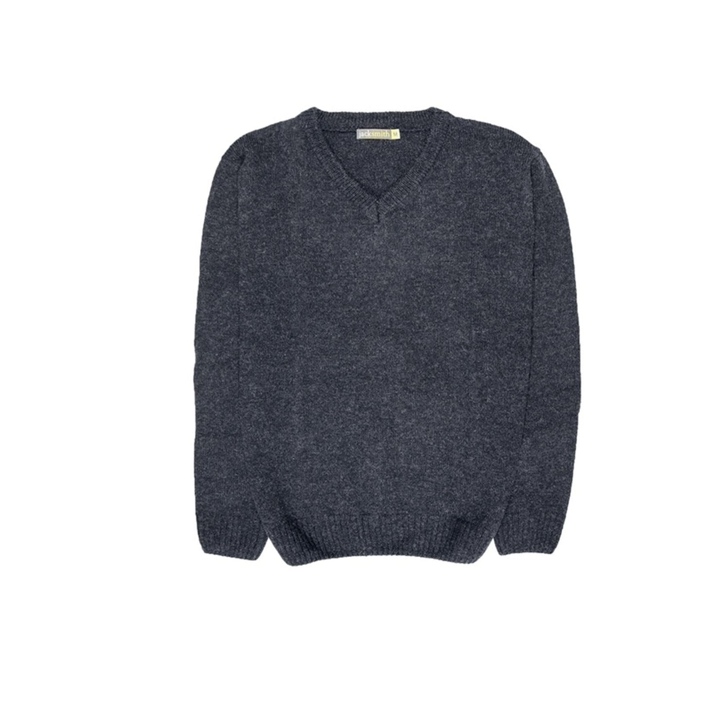 100% Shetland Ragg Wool V Neck Knit Jumper Pullover Mens Sweater Knitted - Navy - M