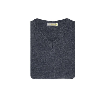 100% Shetland Ragg Wool V Neck Knit Jumper Pullover Mens Sweater Knitted - Navy - XL