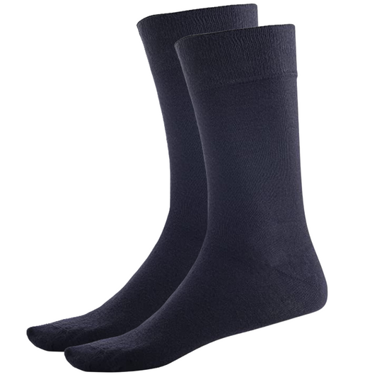 BAMBOO SOCKS Crew Natural Eco Healthy Enviro Unisex Work Anti-Bacterial Business - Navy - 2-8