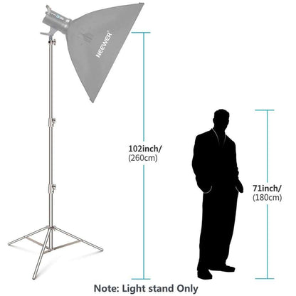 1Pcs Hridz 260cm Stainless Steel Heavy Duty with 1/4" to 3/8" adapter for Studio Softbox, Monolight and Other Photographic Equipment - 1-Stand