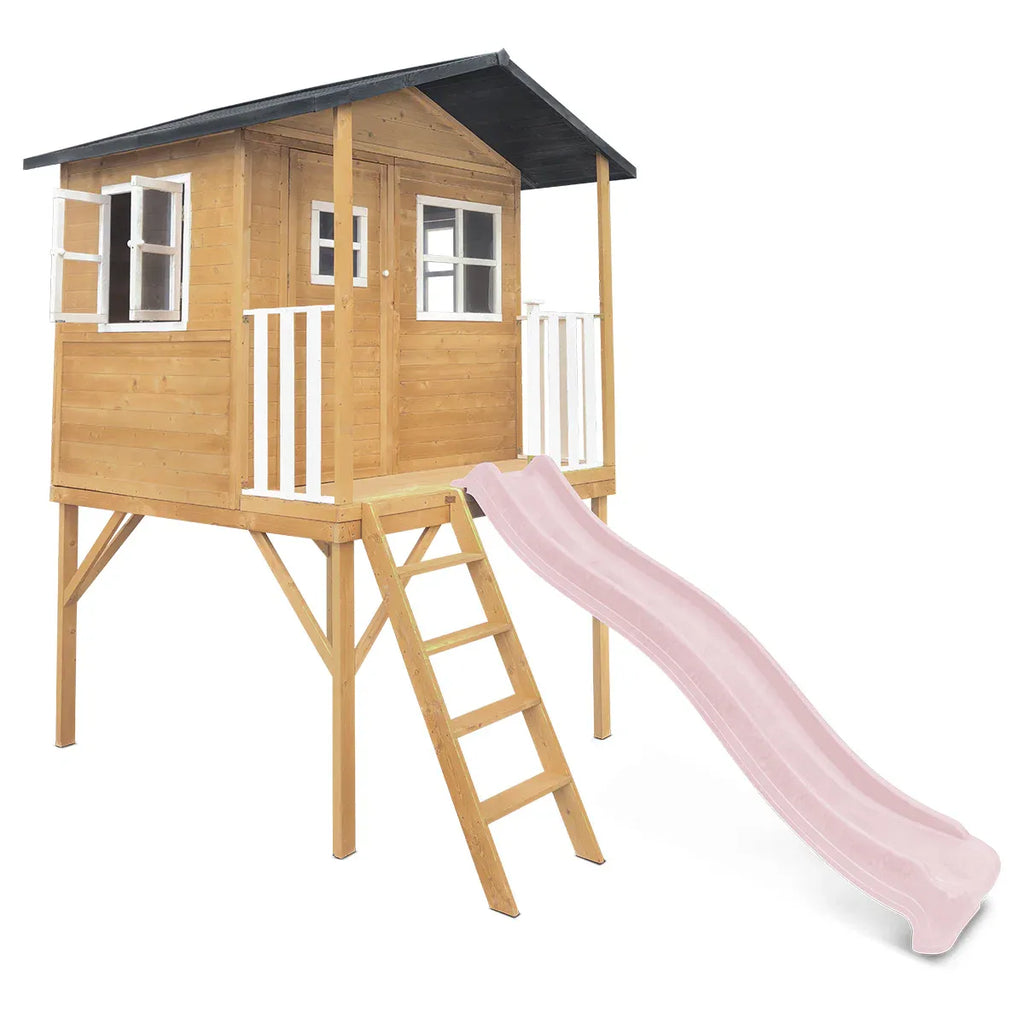 Lifespan Kids Burleigh Cubby House with 2.2m Slide (Pastel Pink)