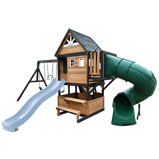 Lifespan Kids Claremont Swing Set & Play Centre with 2.2m Slide (Pastel Blue)