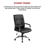 PU Leather Office Chair – Ergonomic Executive Swivel Desk Chair with Padded Seat in Black