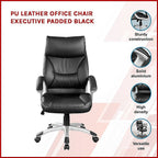 PU Leather Executive Office Chair – Ergonomic Swivel Computer Desk Chair in Black