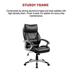 PU Leather Executive Office Chair – Ergonomic Swivel Computer Desk Chair in Black