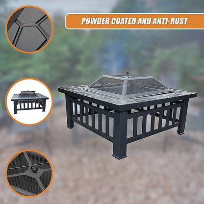 18" Square Metal Fire Pit Outdoor Heater