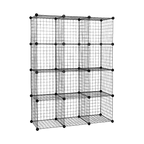 12 Cube Wire Grid Organiser Bookcase Storage Cabinet Wardrobe Closet Black
