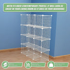 12 Cube Wire Grid Organiser Bookcase Storage Cabinet Wardrobe Closet White