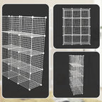 12 Cube Wire Grid Organiser Bookcase Storage Cabinet Wardrobe Closet White