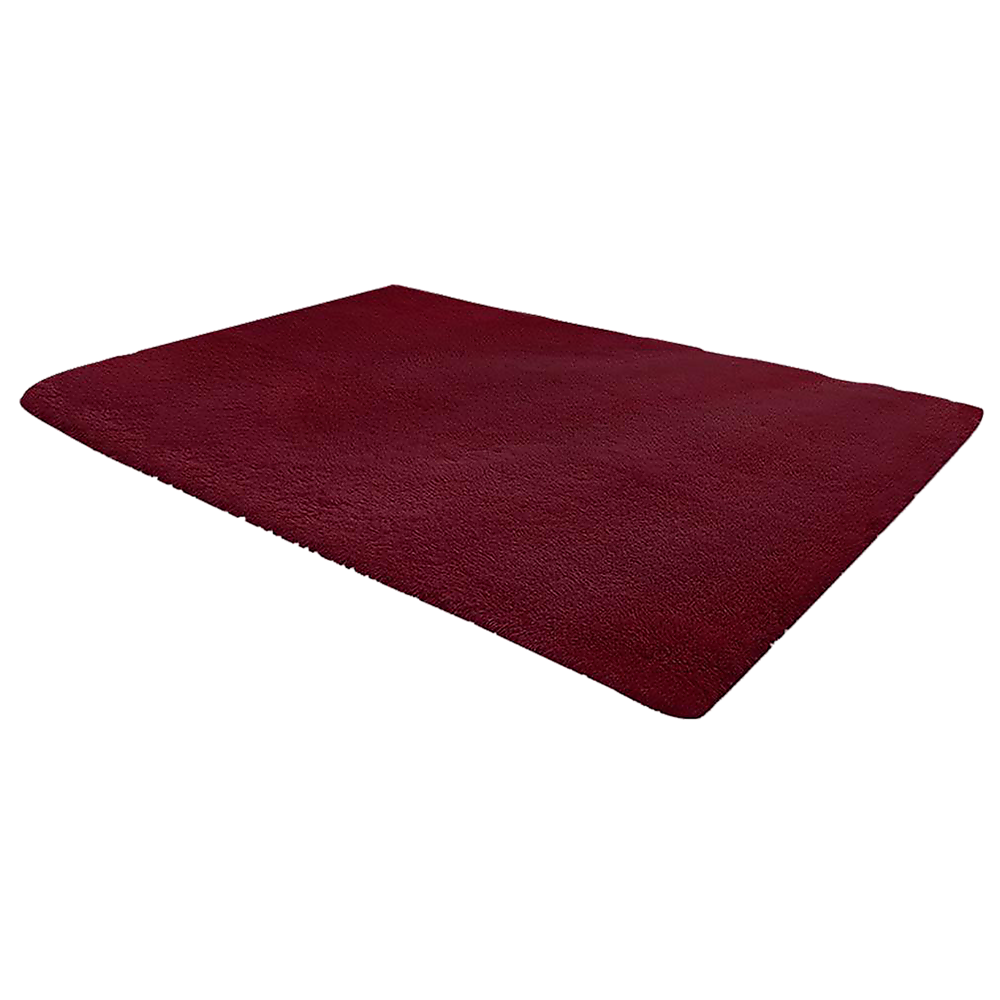 Large Shag Rug – Soft 230x160cm Burgundy Floor Rug with Anti-Slip Backing
