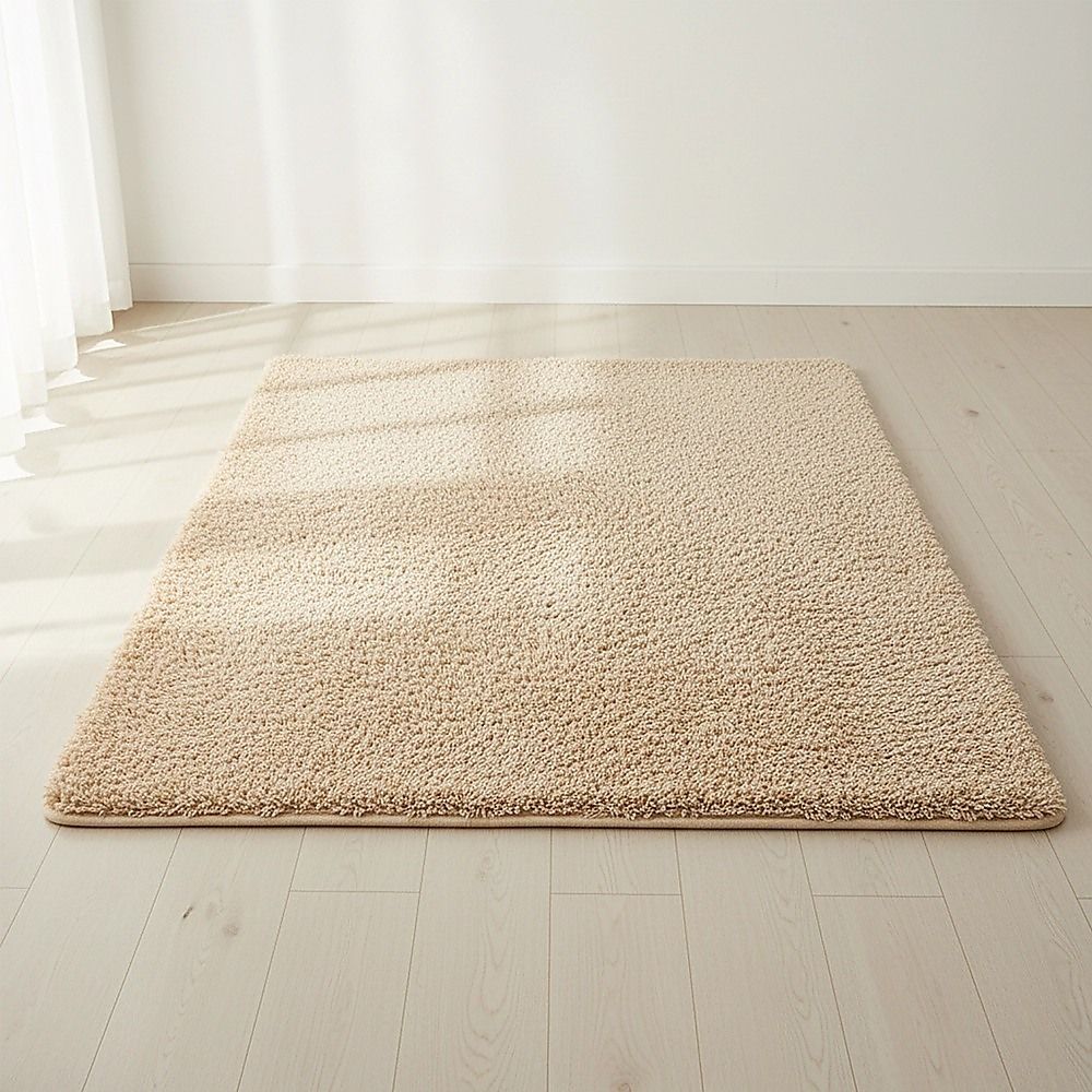 Large Shag Rug – Soft 200x140cm Beige Floor Rug with Anti-Slip Backing