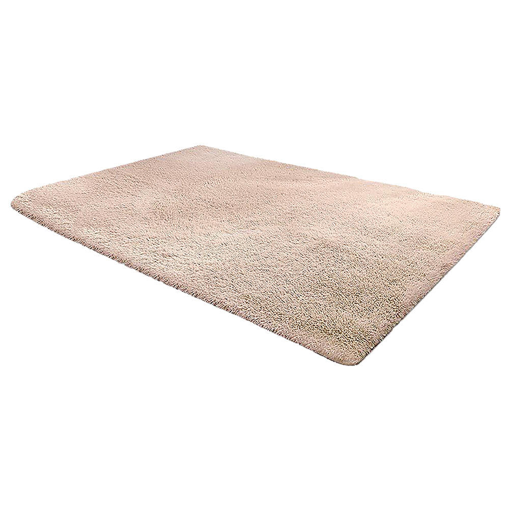 Large Shag Rug – Soft 200x140cm Beige Floor Rug with Anti-Slip Backing