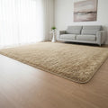 Large Shag Rug – Soft 230x200cm Beige Floor Rug with Anti-Slip Backing