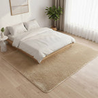 Large Shag Rug – Soft 230x200cm Beige Floor Rug with Anti-Slip Backing