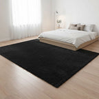 Large Shag Rug – Soft 200x140cm Black Floor Rug with Anti-Slip Backing