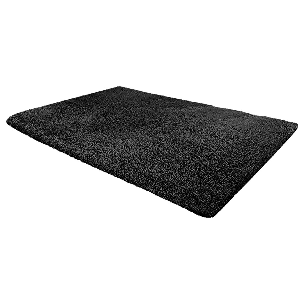 Large Shag Rug – Soft 230x160cm Black Floor Rug with Anti-Slip Backing