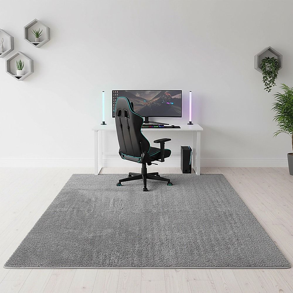 Large Shag Rug – Soft 200x140cm Grey Floor Rug with Anti-Slip Backing