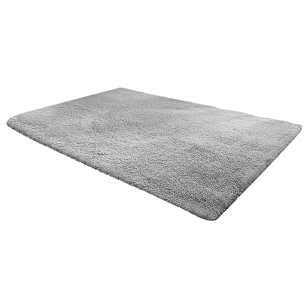 Large Shag Rug – Soft 230x160cm Grey Floor Rug with Anti-Slip Backing