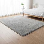Large Shag Rug – Soft 230x200cm Grey Floor Rug with Anti-Slip Backing