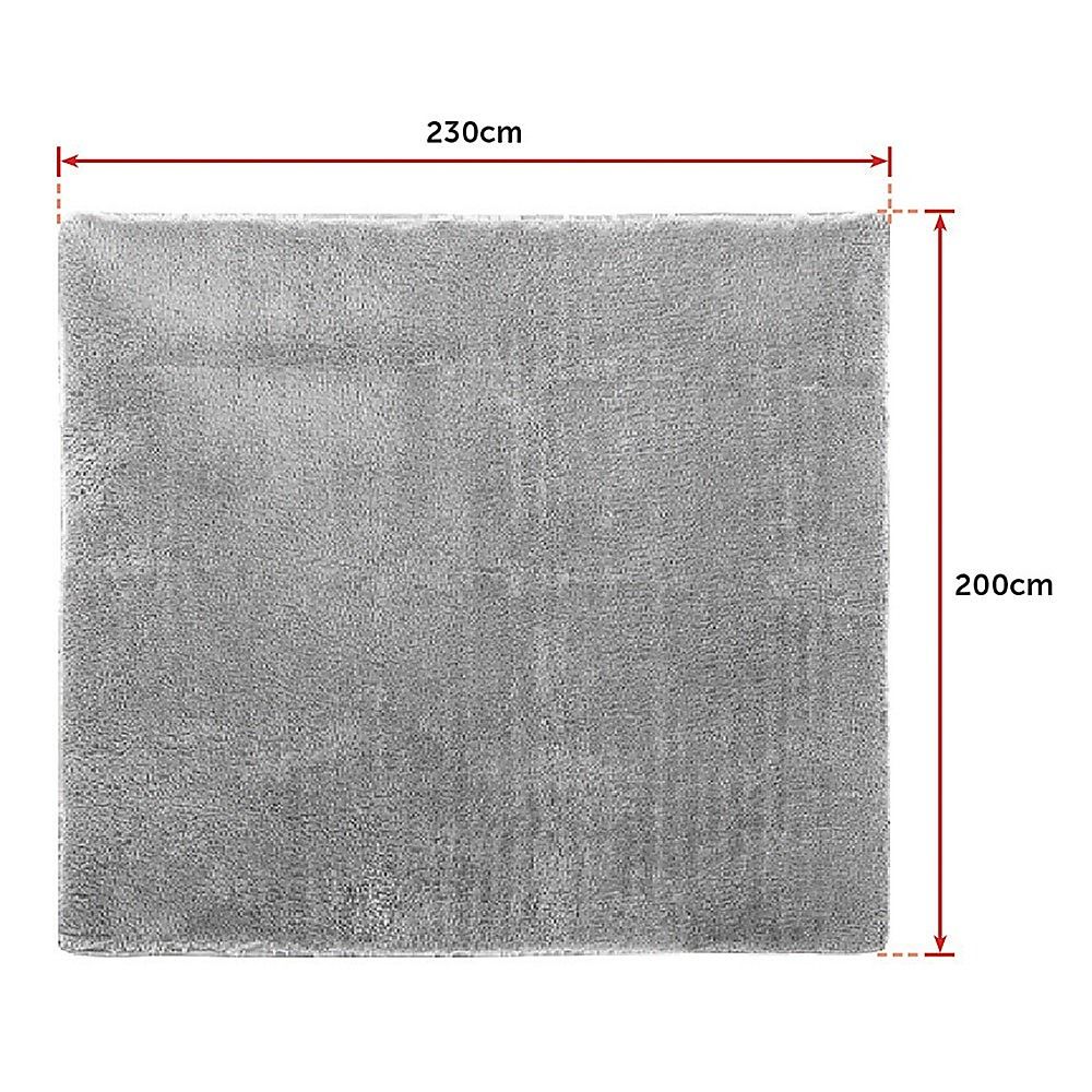 Large Shag Rug – Soft 230x200cm Grey Floor Rug with Anti-Slip Backing