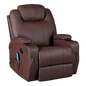 Brown Massage Sofa Chair Recliner 360 Degree Swivel PU Leather Lounge 8 Point Heated