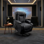 Recliner Chair – Electric Massage Lift Chair with Heat Function PU Leather Lounge Sofa Black