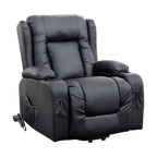 Recliner Chair – Electric Massage Lift Chair with Heat Function PU Leather Lounge Sofa Black