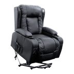 Recliner Chair – Electric Massage Lift Chair with Heat Function PU Leather Lounge Sofa Black