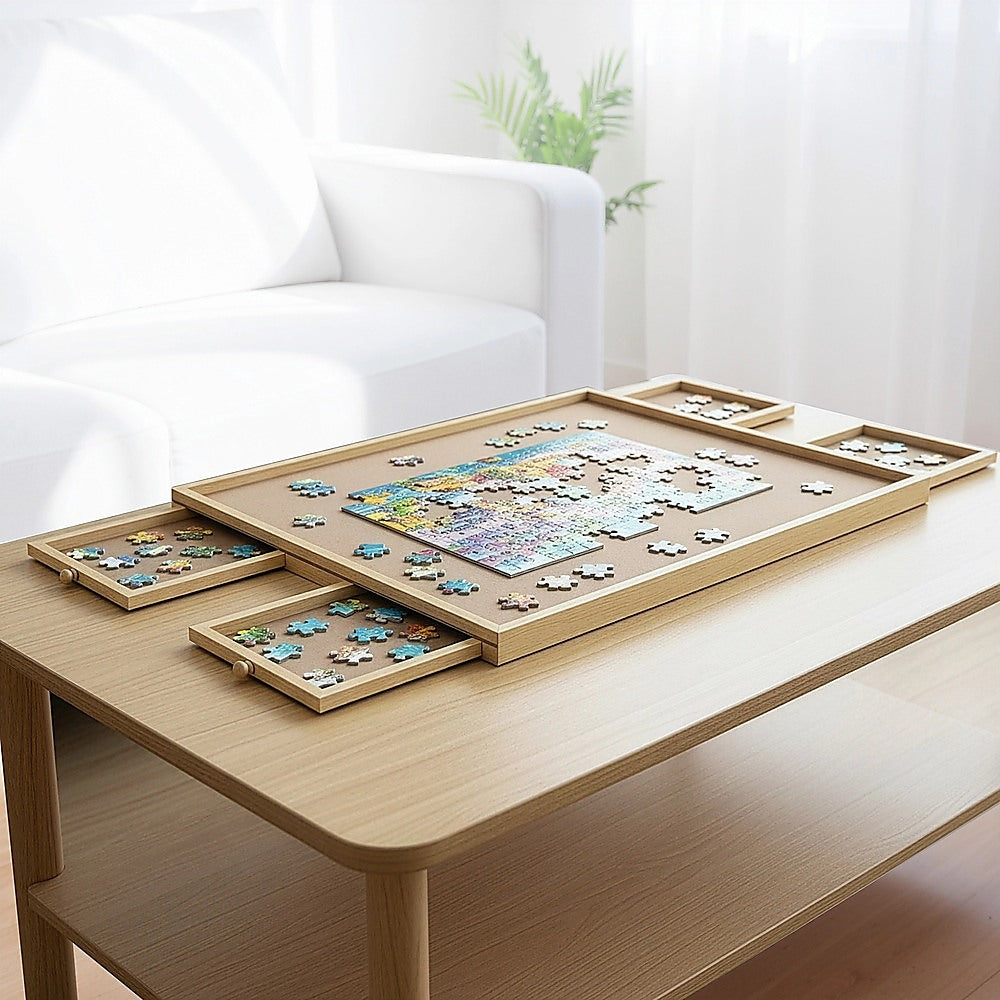 Wooden Jigsaw Puzzle Table Board Storage Table Tray Puzzle For Adult Kid
