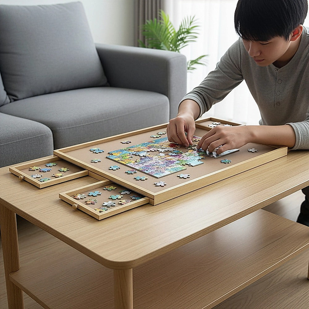 Wooden Jigsaw Puzzle Table Board Storage Table Tray Puzzle For Adult Kid