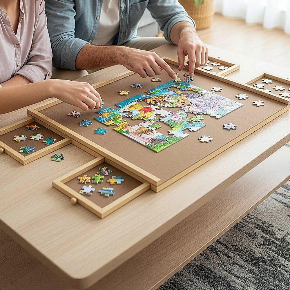 Wooden Jigsaw Puzzle Table Board Storage Table Tray Puzzle For Adult Kid