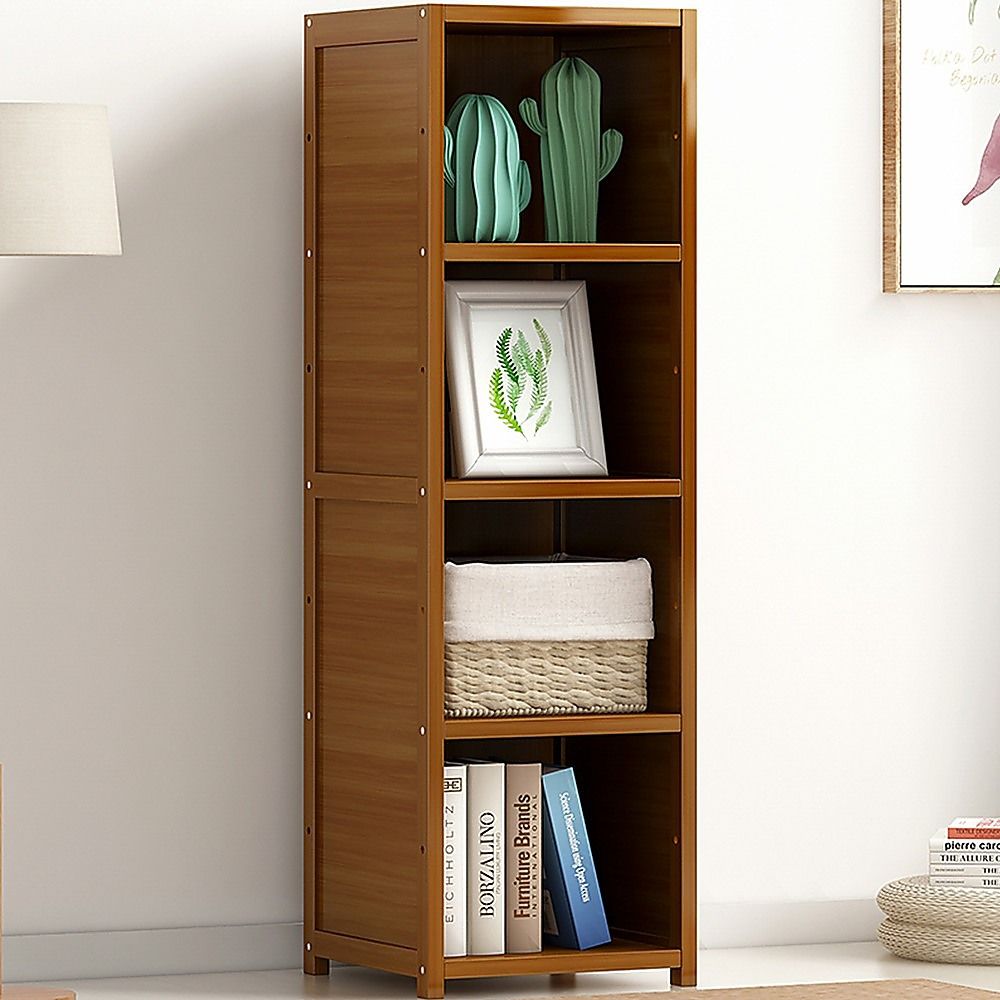 Bamboo 4-Shelf Bookcase – Adjustable Display Storage Rack Stand for Living Room, Bedroom, Office or Home Organisation
