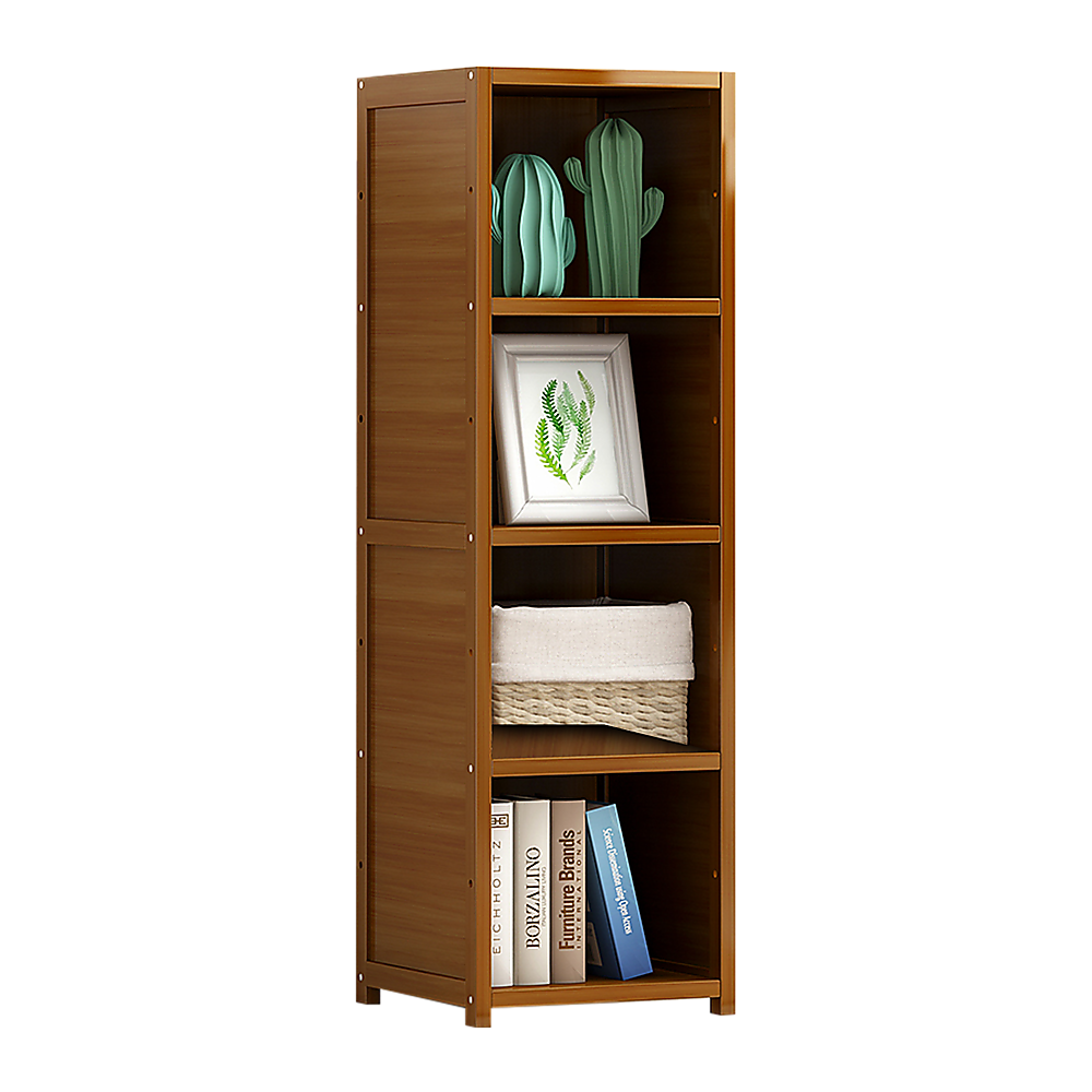 Bamboo 4-Shelf Bookcase – Adjustable Display Storage Rack Stand for Living Room, Bedroom, Office or Home Organisation
