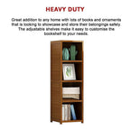 Bamboo 4-Shelf Bookcase – Adjustable Display Storage Rack Stand for Living Room, Bedroom, Office or Home Organisation