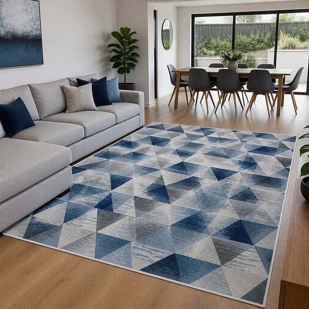 Large Floor Rug – 200x300cm Blue Rug (Triangle Style)