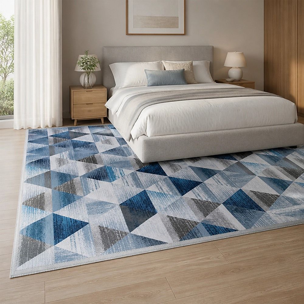 Large Floor Rug – 200x300cm Blue Rug (Triangle Style)