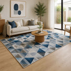 Large Floor Rug – 200x300cm Blue Rug (Triangle Style)