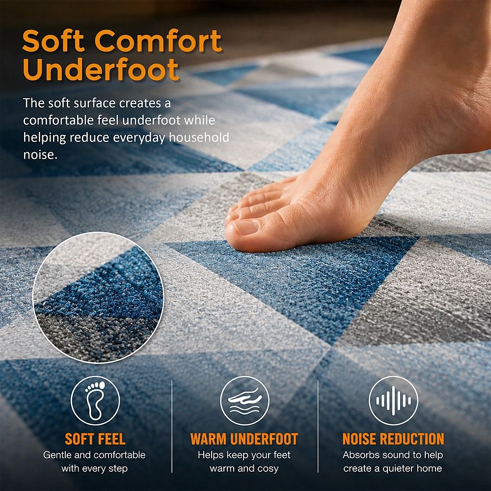 Large Floor Rug – 200x300cm Blue Rug (Triangle Style)