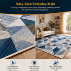 Large Floor Rug – 200x300cm Blue Rug (Triangle Style)