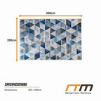 Large Floor Rug – 200x300cm Blue Rug (Triangle Style)