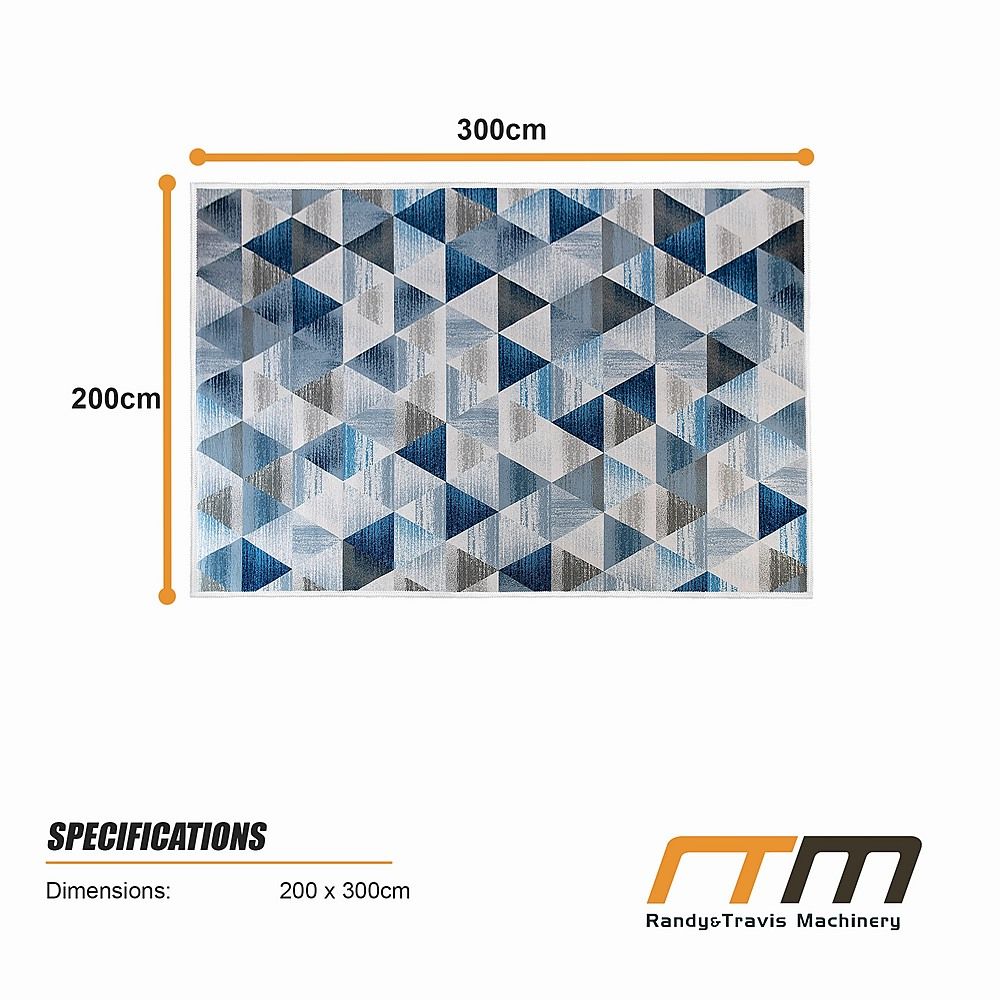 Large Floor Rug – 200x300cm Blue Rug (Triangle Style)