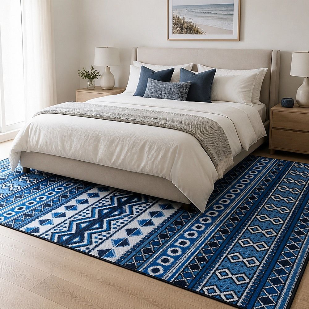 Large Floor Rug – 200x300cm Blue Rug (Ethnic Style)
