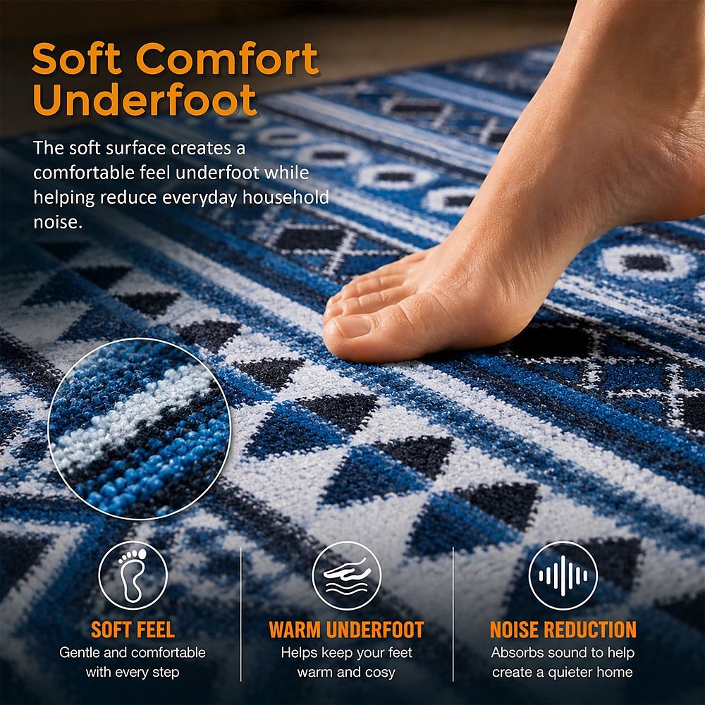Large Floor Rug – 200x300cm Blue Rug (Ethnic Style)