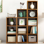 3 Piece Bamboo Adjustable Shelf Set – Bookcase Display Storage Rack Stand