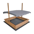 Kids Wooden Toy Sandpit with Adjustable Canopy